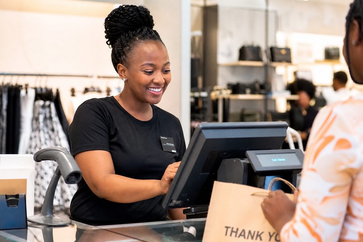 Minimart owner using Nexlev Retail POS system in Kenya